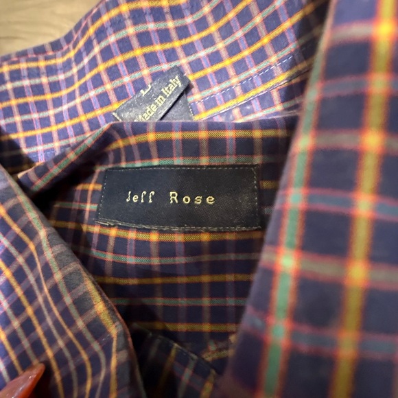 Jeff Rose 100% Cotton Golf Button Down Shirt Blue/Yellow/Red Check Print Large - Picture 11 of 12